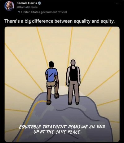 Kamala Harris explaining equality vs equity.
