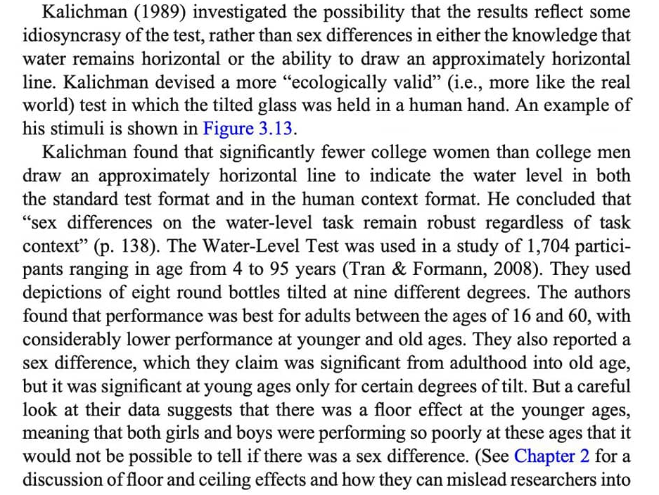 Another excerpt from Halpern, Diane F. (2012). Sex differences in cognitive abilities (4th ed.). New York: Psychology Press