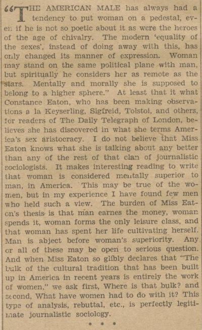 Newspaper article about the work of Constance Eaton